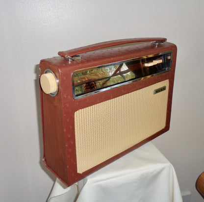 VinVintage Bush Radio Model TR112 Recovered in Brown Leather