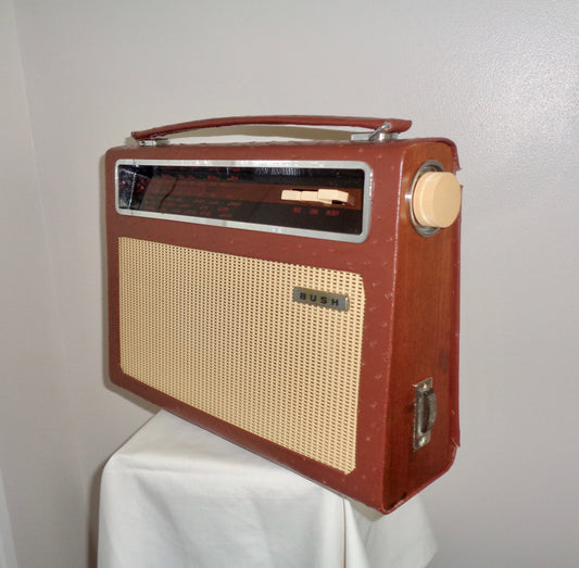 Vintage Bush Radio Model TR112 Recovered in Brown Leather