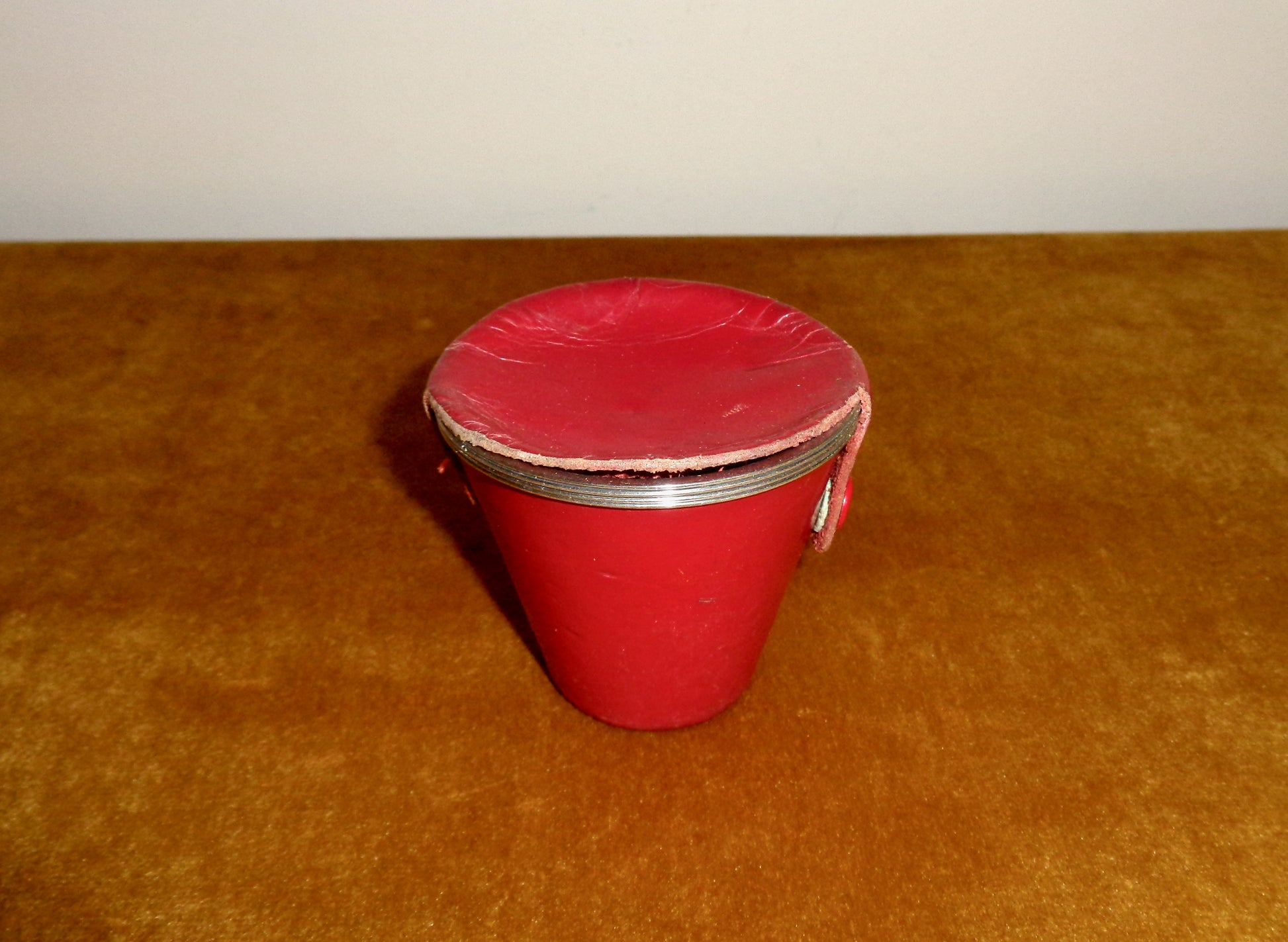 Set Of Four Stainless Stacking Stirrup Cups In A Red Leather Case By Ria Of Denmark