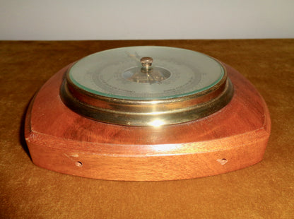 Vintage Comitti of London Wall Barometer With Brass and Wood Surround