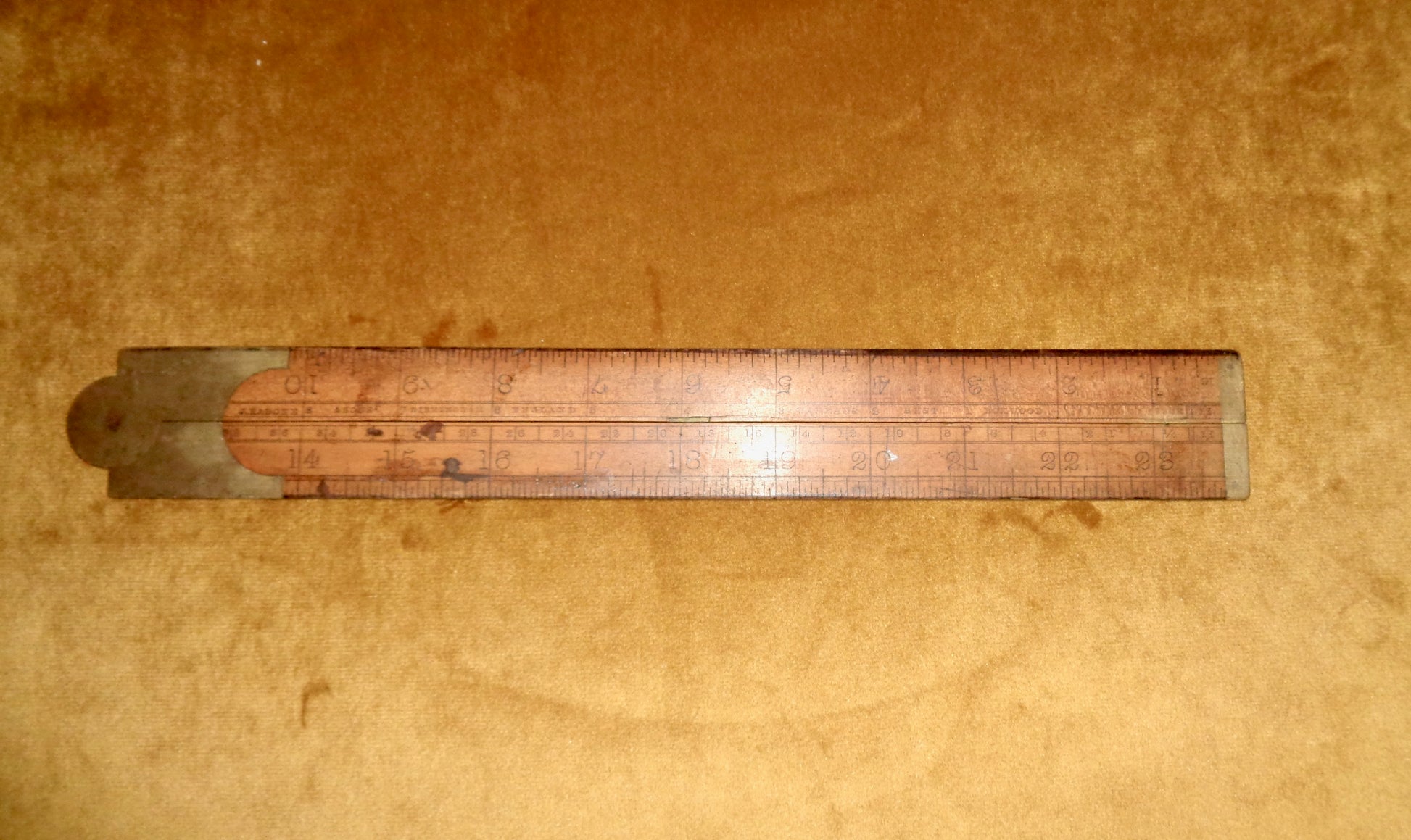 Antique Rabone 2ft Box Wood & Brass Folding Ruler