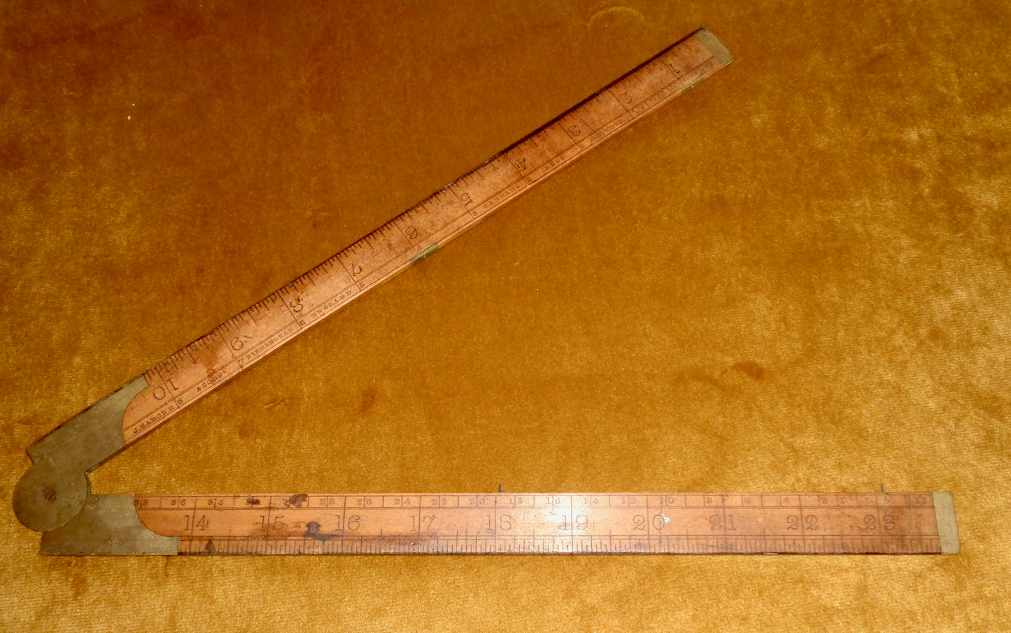 Antique Rabone 2ft Box Wood & Brass Folding Ruler