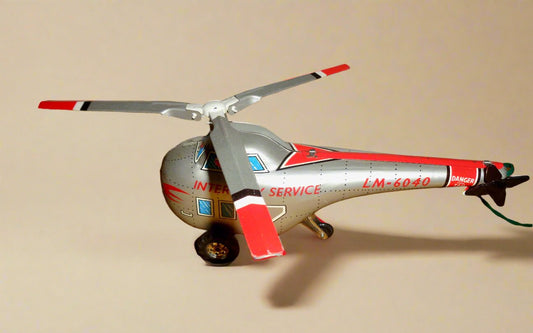 Vintage Tinplate Toy Helicopter Battery Operated By Louis Marx & Co In Its Original Box