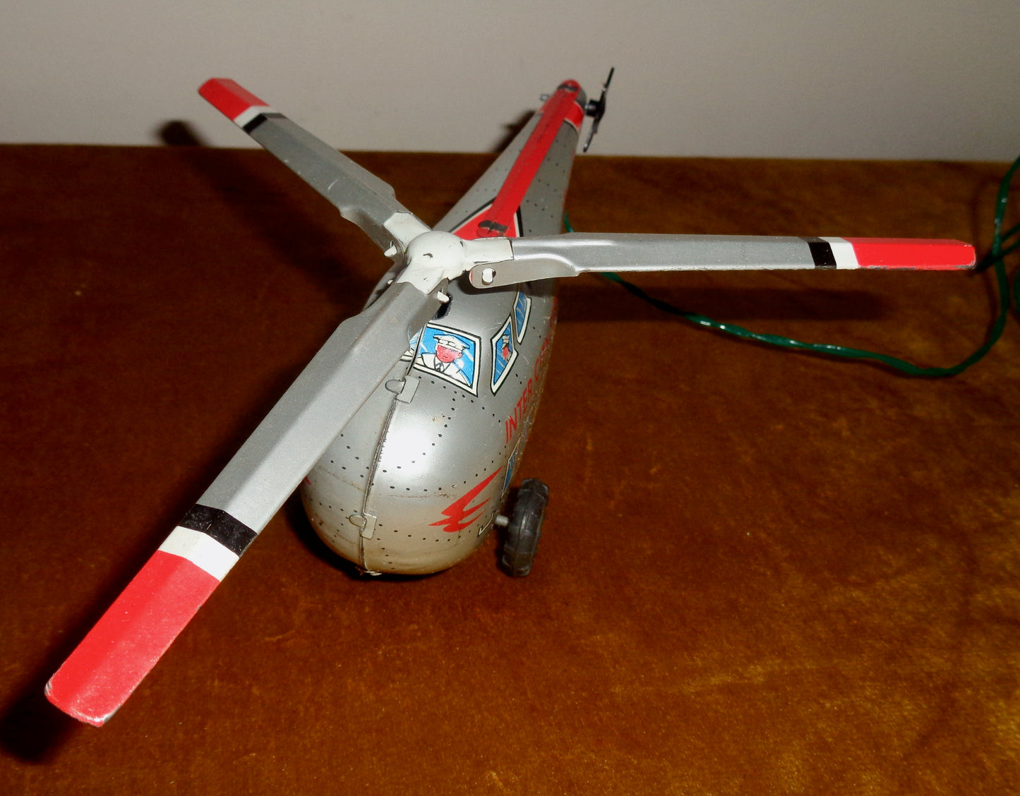 Vintage Tinplate Toy Battery Operated Helicopter By Louis Marx & Co In Its Original Box
