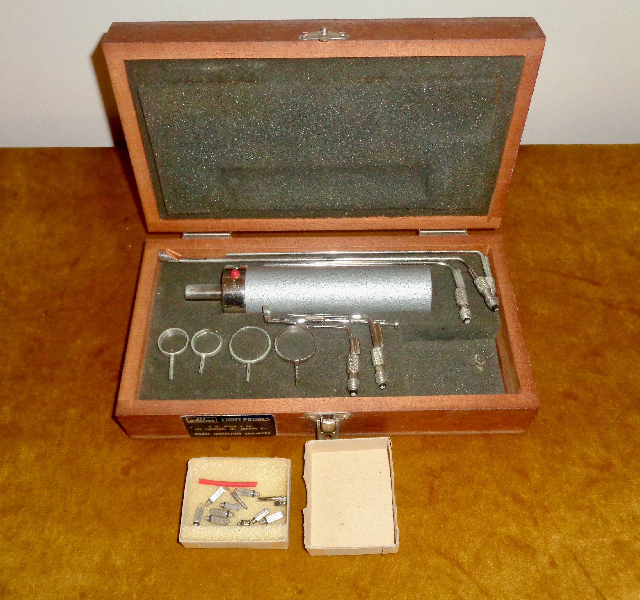 Vintage PW Allen Visual Inspection Light probes In A Wooden Case ...