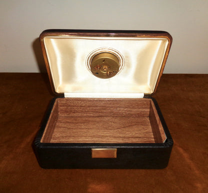 Vintage Kienzle Travel Clock Set In A Metal Jewellery / Cigar Case