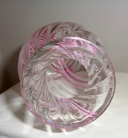 Pink Swirl Caithness Handmade Glass Bud Vase