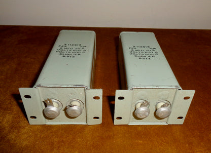 Pair Of Dubilier Paper In Oil Block Capacitors 2uF @ 800V. Brand New old stock