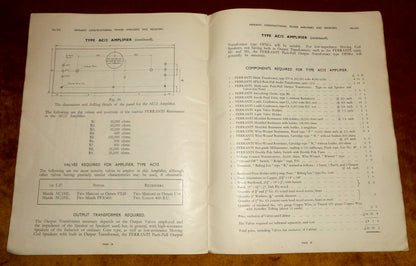 1932 Ferranti Constructional Power Amplifiers and Receivers Pamphlet Wa 513