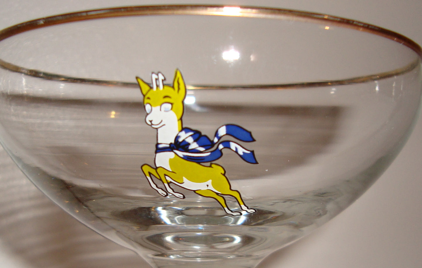 Vintage 1970s Babycham Glass Prancing Deer Logo