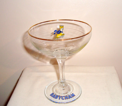 Vintage 1970s Babycham Glass Prancing Deer Logo