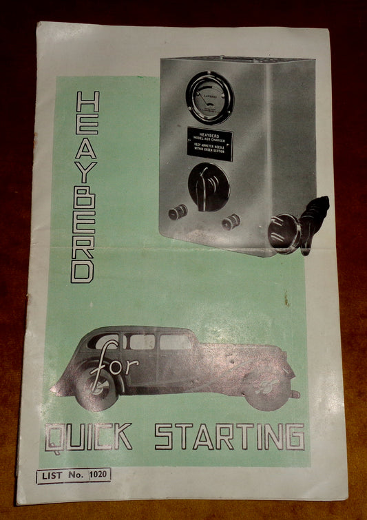 1940s Heayberd Battery Starter Pamphlet List No. 1020