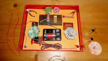 1920s The Kay Electrical Outfit Electronics Toy With Electric Motor / Induction Coil and Leads / Bulbs 