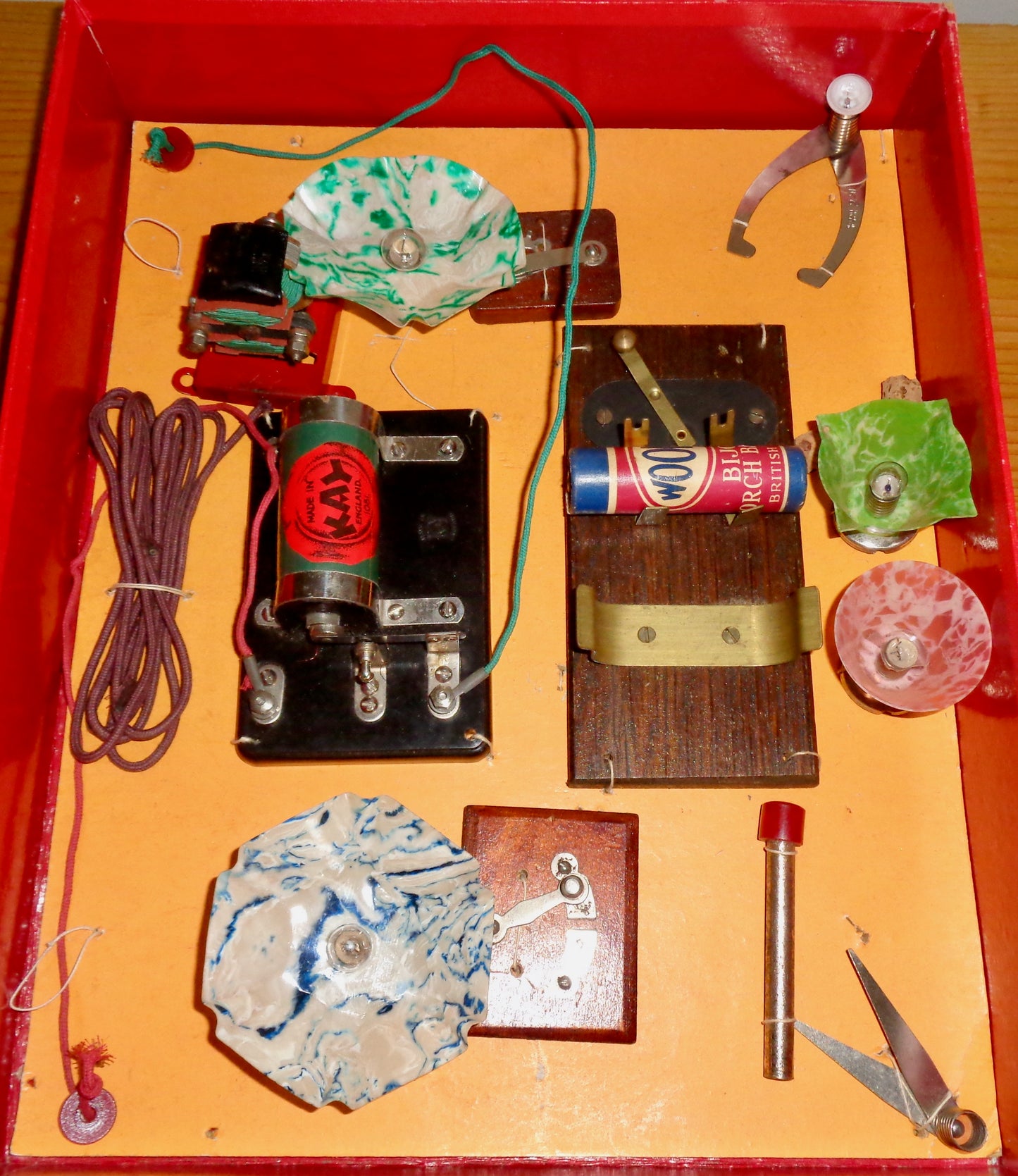 1920s The Kay Electrical Outfit Electronics Toy With Electric Motor / Induction Coil and Leads / Bulbs