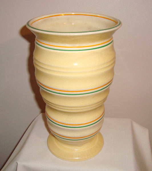 1940s Burgess & Leigh Burleigh Ware 114 Yellow Annulus vase