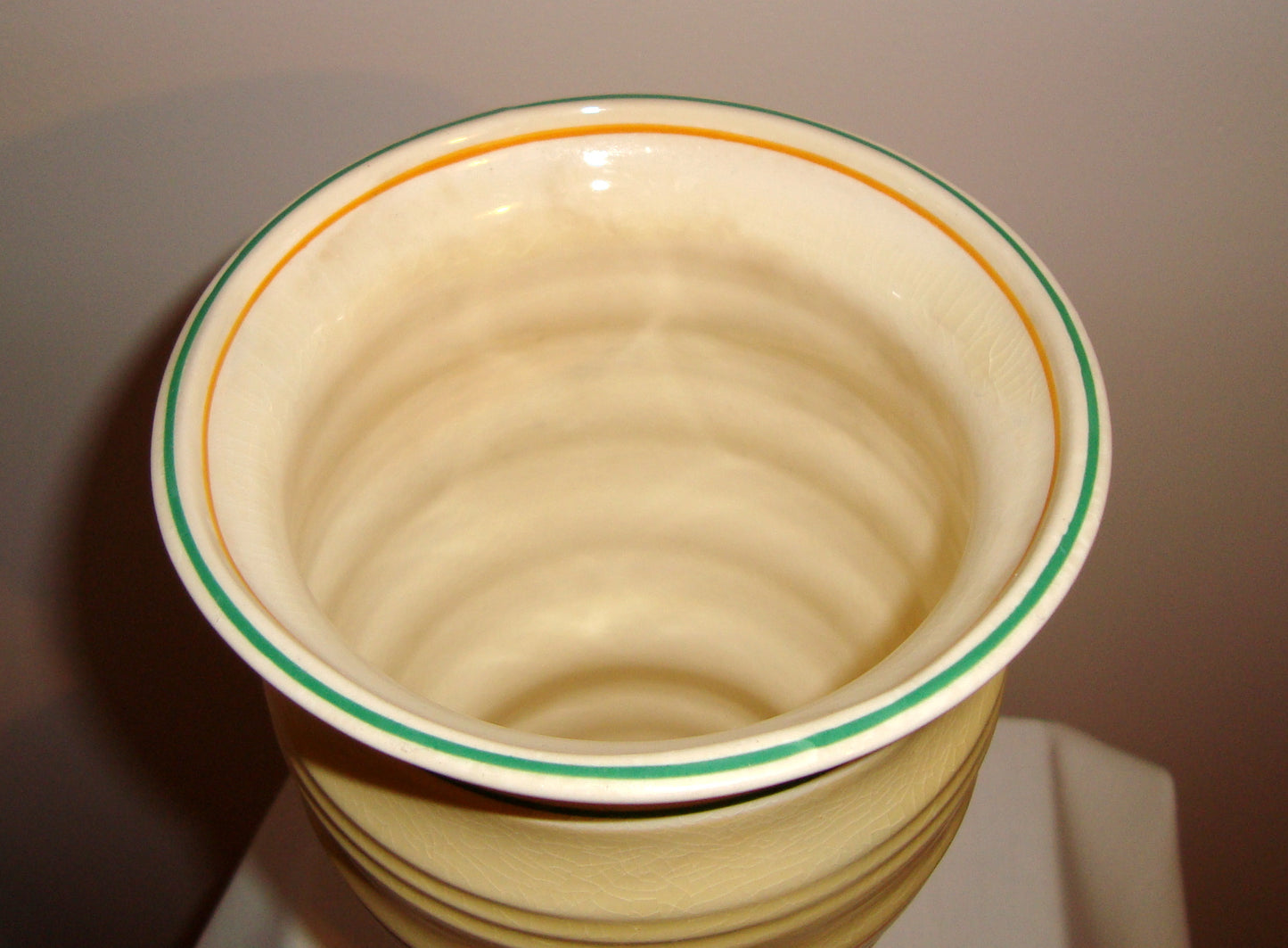 1940s Burgess & Leigh Burleigh Ware 114 Yellow Annulus vase