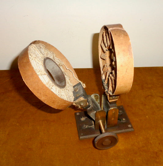 Vintage Pair Of Basket Weave Low Loss Inductance Coils And Brass Bi-Coil Holders For 1920s TRF Set Tuning