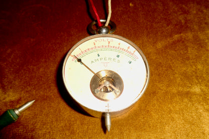 Vintage Hand held Dual Scale Pocket Watch Voltmeter & Ammeter