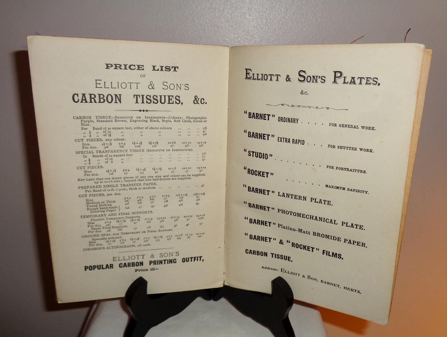 1897 Antique Photography Book on Carbon Printing By EJ Wall