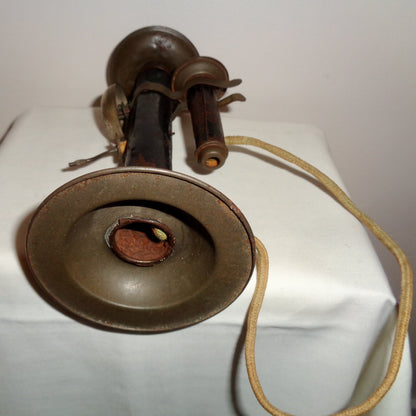 1920s Children's Metal Candlestick Toy Telephone