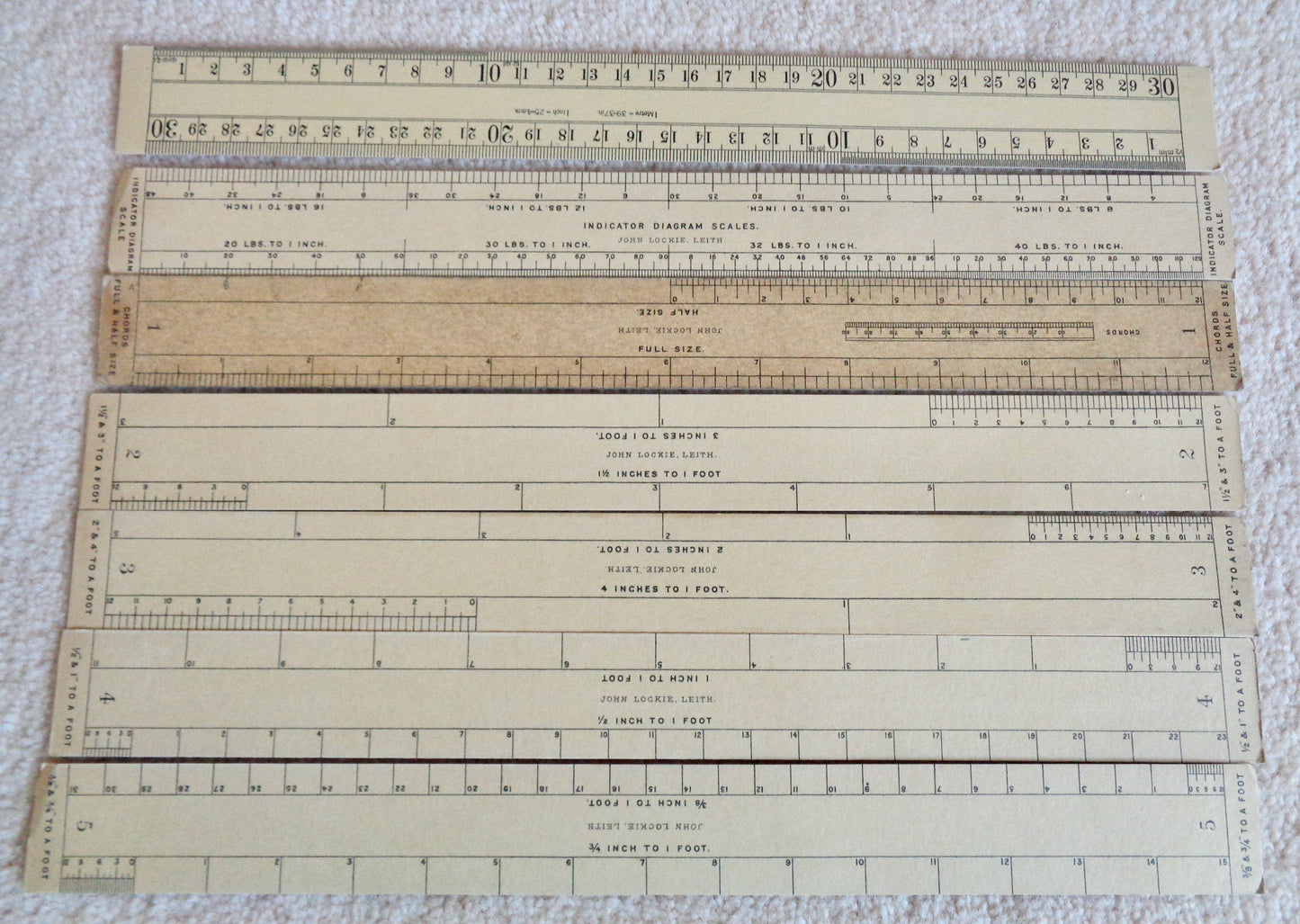 1920s Lockie's Marine Engineers Drawing And Indicator Diagram Scales