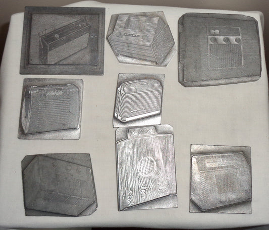 Set of 8 Vintage Murphy Radio Metal Letterpress Printing Plates