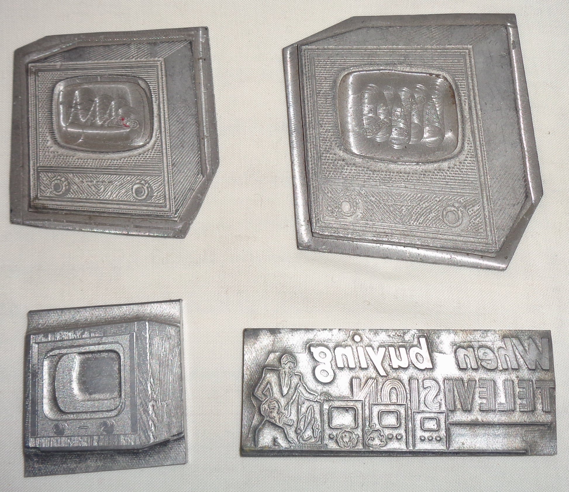 Set of 4 Vintage Murphy Radio Metal Letterpress Television Printing Plates