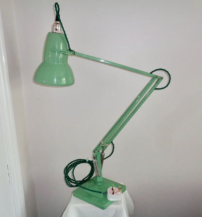 Vintage Anglepoise 1227 1960s Green Desk Lamp With Green Flex