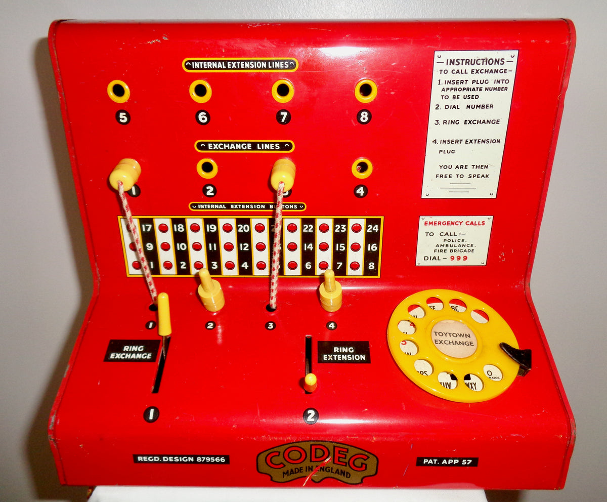 Vintage Children's Codeg Toy Town Tin Plate Telephone Exchange