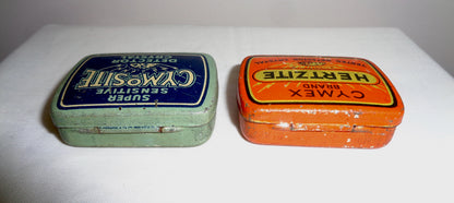 Pair of 1920s Herzite/Cymosite Radio Detector Crystal Tins With Crystals