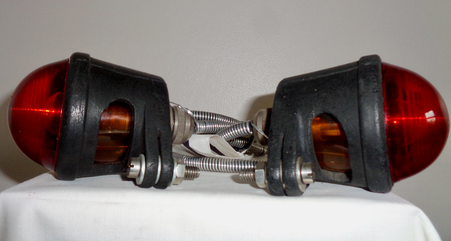 Pair Of Vintage Car Rubbolite Rear Lamps Model 25