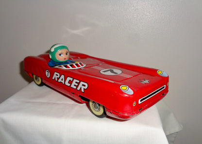 Vintage Friction Drive Tinplate Toy Racing Car. MF 905 Made in China