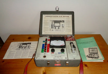 Vintage Anemotherm Air Meter Model 60 In A Metal Case