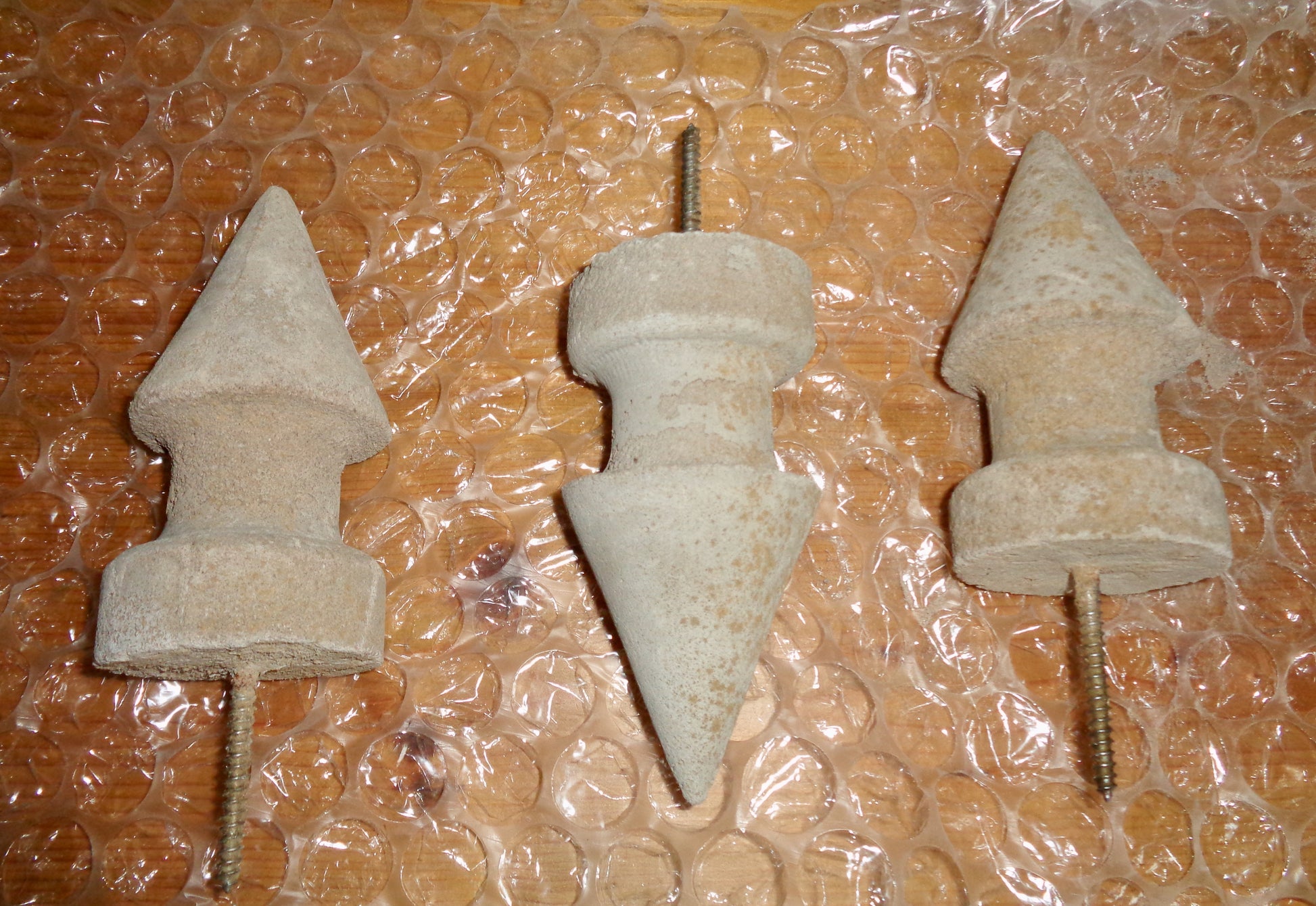 Three Cast Concrete Turret Shaped Post Finials
