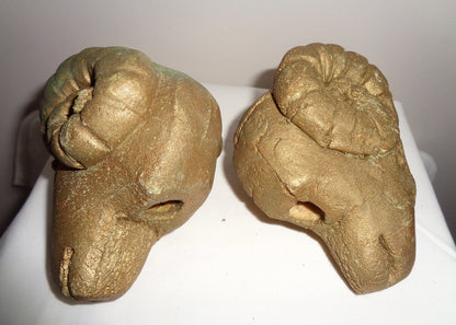 Pair of Moulded Gold Coloured Rams Head Finials