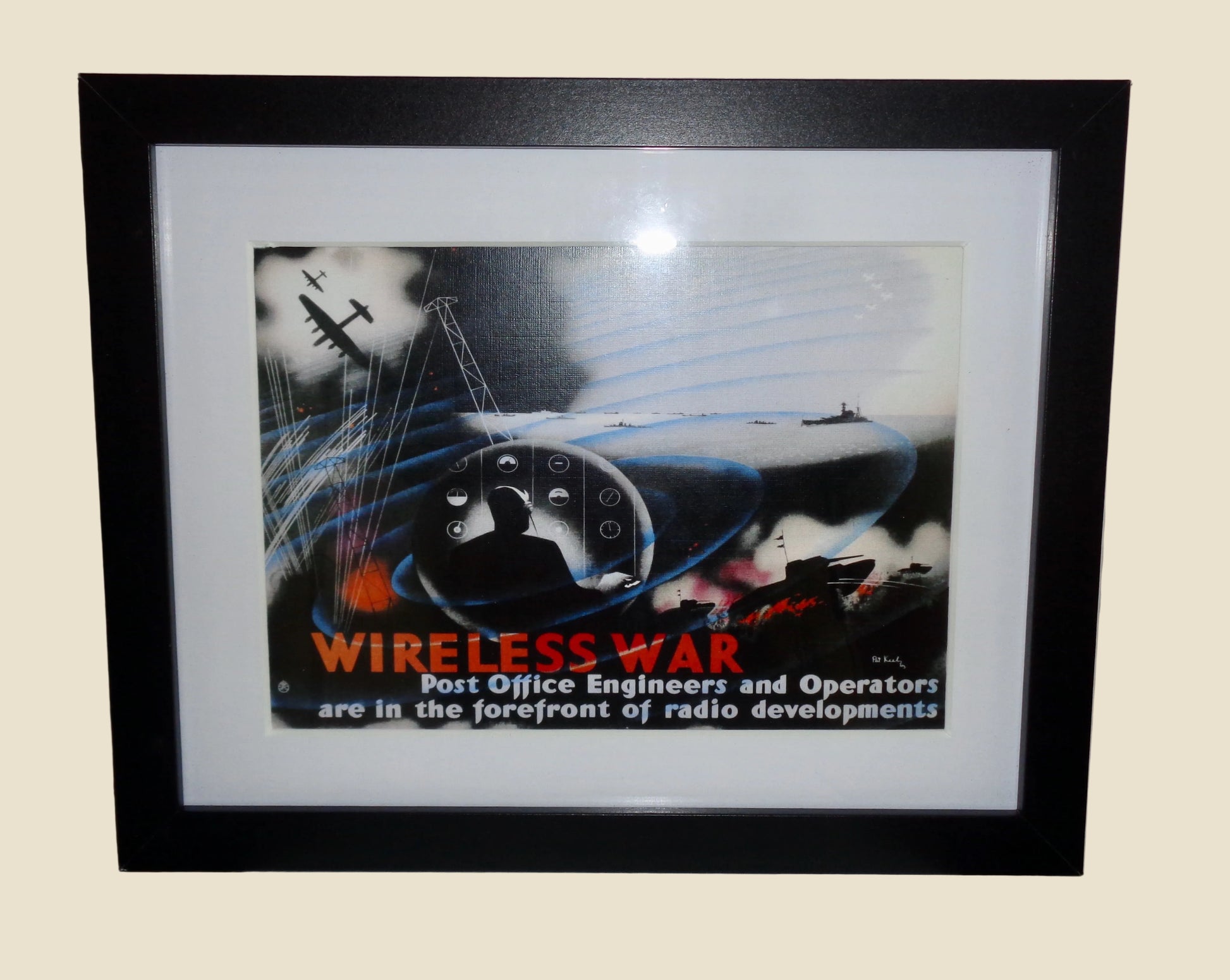 Framed Pat Keely Reproduction Wireless War Photograph 20x25cm