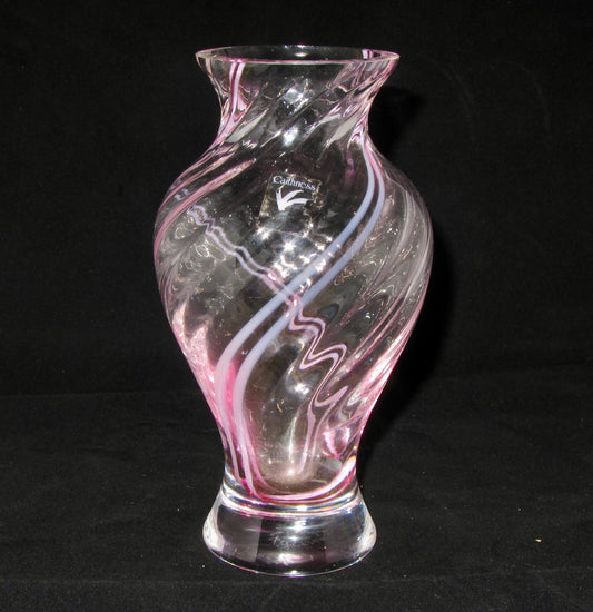 Pink Swirl Caithness Handmade Glass Bud Vase