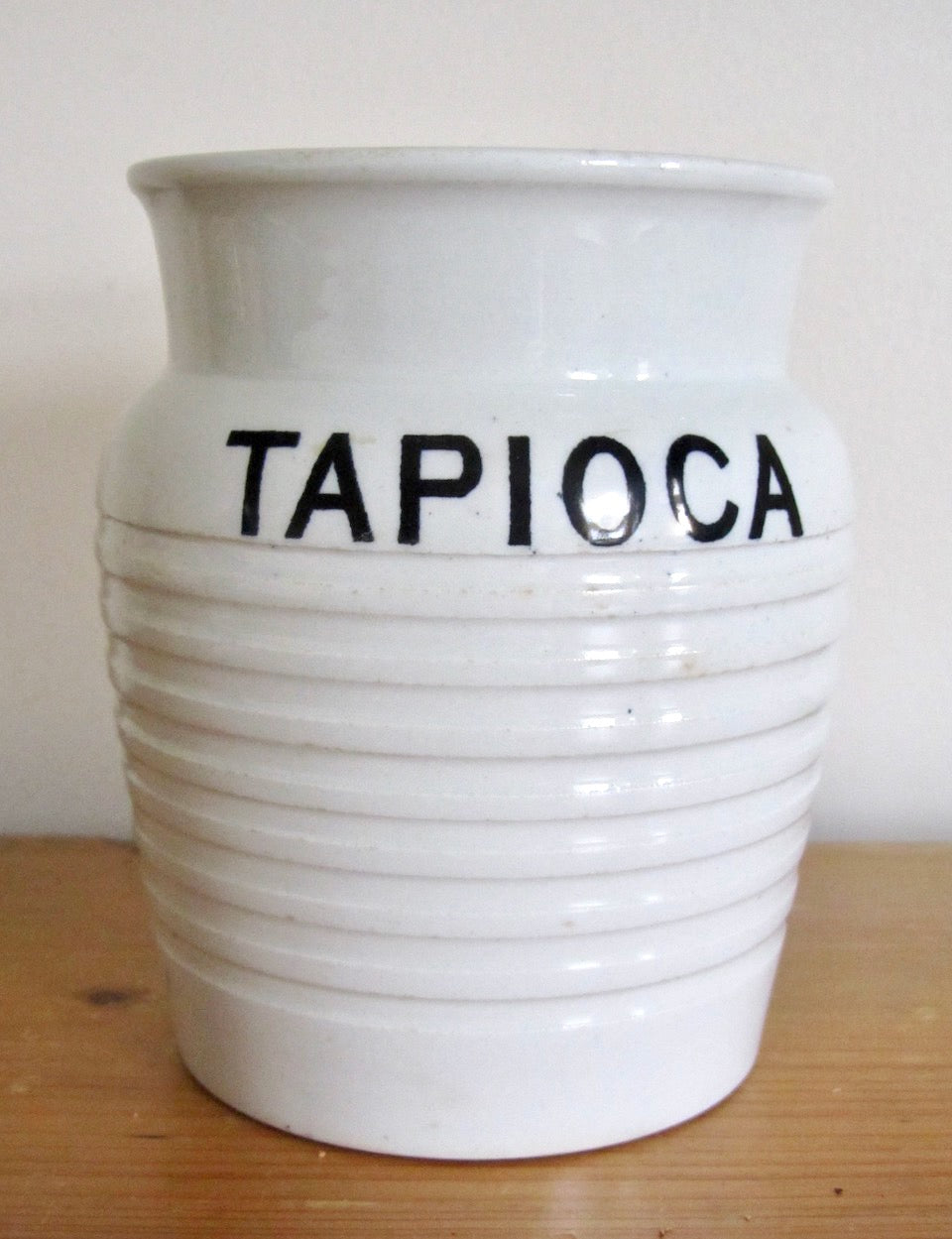 Vintage Cornishware Style White Tapioca Pottery Jar