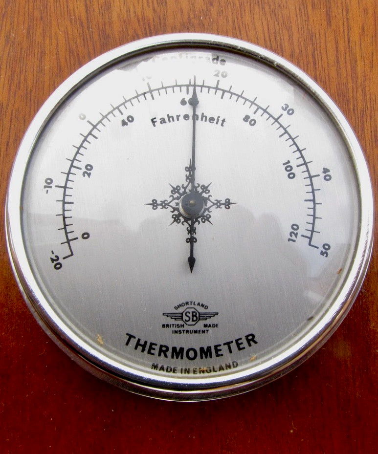 1950s Shortland SB Aneroid Barometer and Thermometer In A Wood Surroun ...