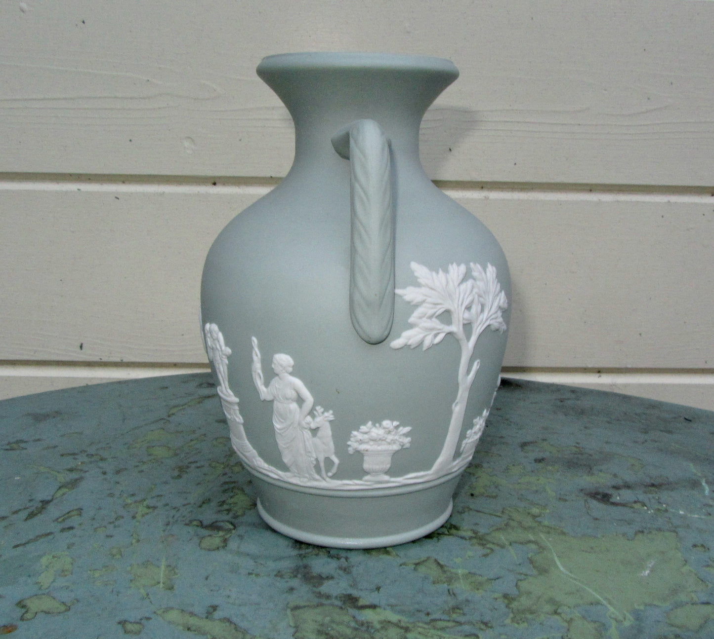 Vintage Dudson Hanley Green Jasperware Two Handled Urn Vase