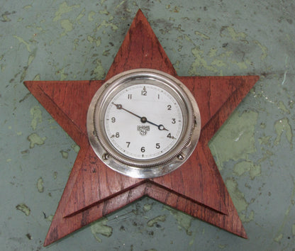 Vintage Smiths Motor Car Dashboard Clock Wood Mounted In A Star Shape