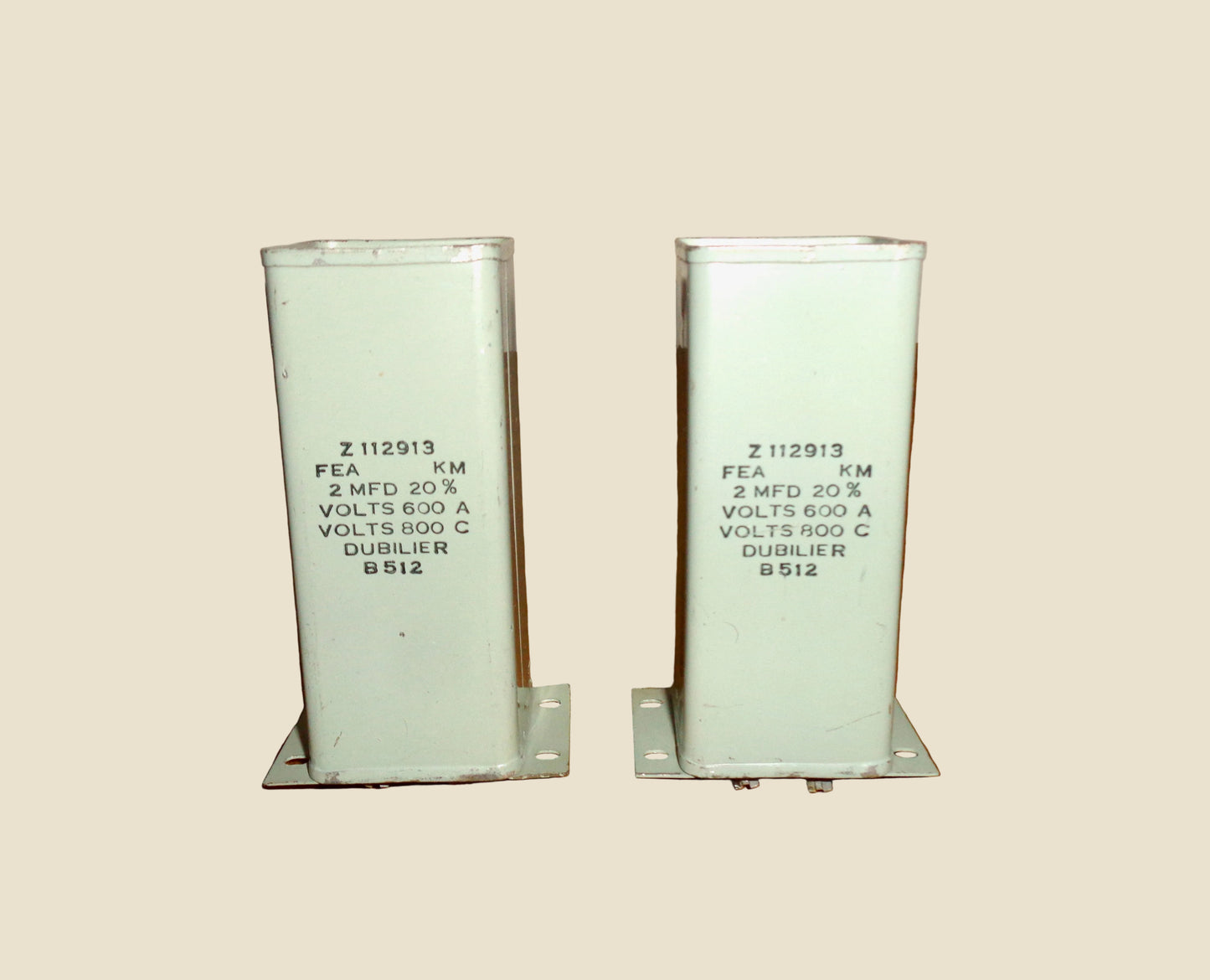 Pair Of Dubilier Paper In Oil Block Capacitors 2uF @ 800V. Brand New old stock