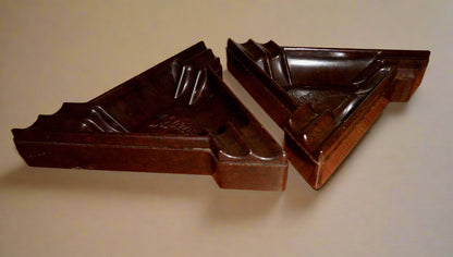 Pair Of Vintage Mazda Brown Bakelite Triangular Ashtrays
