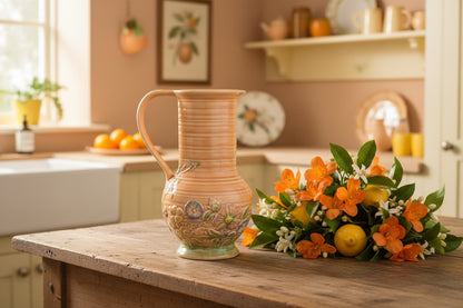 Price Bros Pottery Melba Springtime 1940s Ribbed Jug Vase