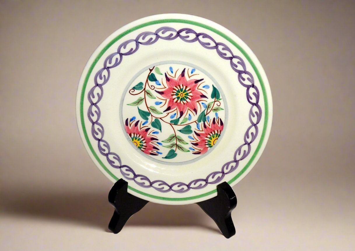 Set Of Six 6.5 Inch Side Plates 1950s Old Bristol Delft Pattern 1684