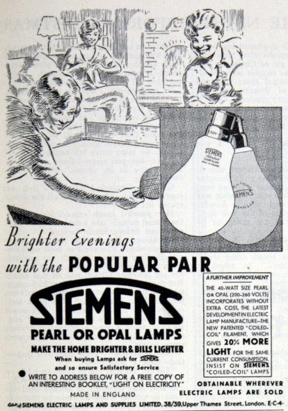 Original Siemens Catalogue Of General Service Lamps & Fluorescent Tubes