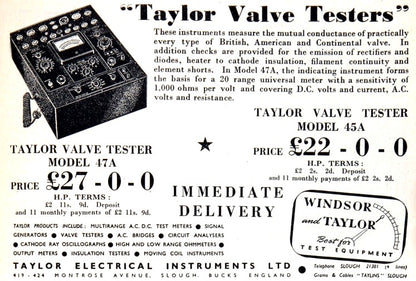 1950s Taylor Model 45A Series 2 Valve Tester With Instruction Manual
