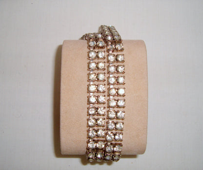 Vintage 15 Inch Two Row Diamanté / Rhinestone Necklace 