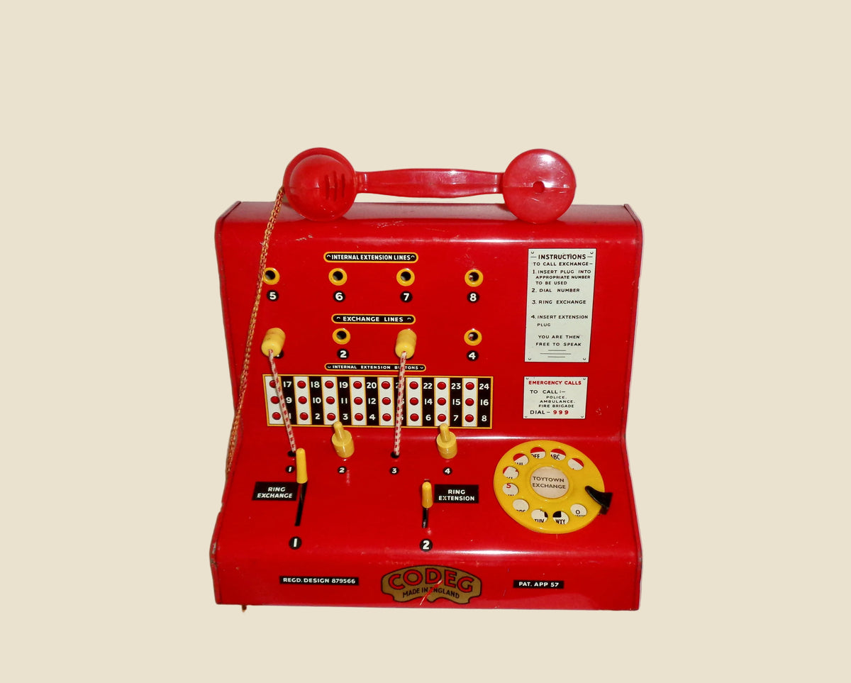 Vintage Children's Codeg Toy Town Tin Plate Telephone Exchange