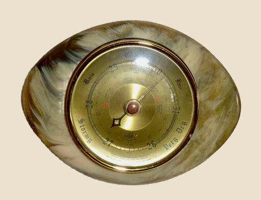 Vintage Shortland SB Aneroid Barometer With Brass Finish / Faux Onyx Surround